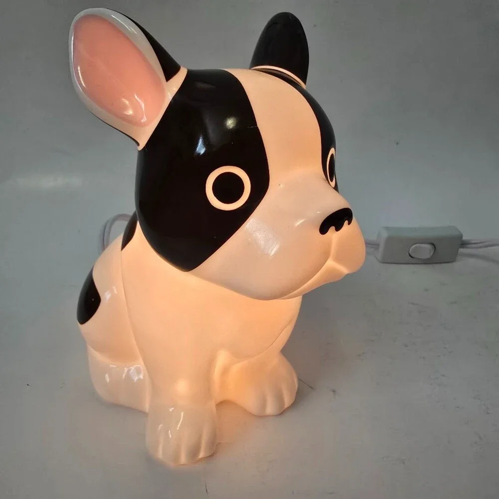 French Bulldog Black & White Ceramic Night Light Lamp